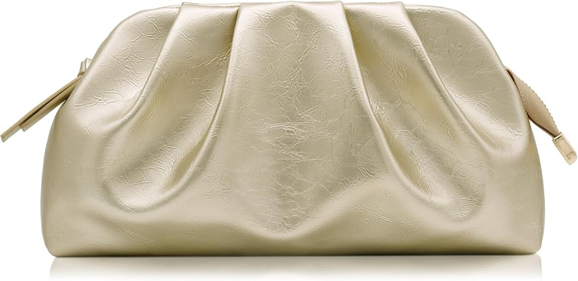 Milisente Vintage Cloud Evening Bag Shiny Crackle Pleated Zipper Clutch Purses for Women With Con... | Amazon (US)