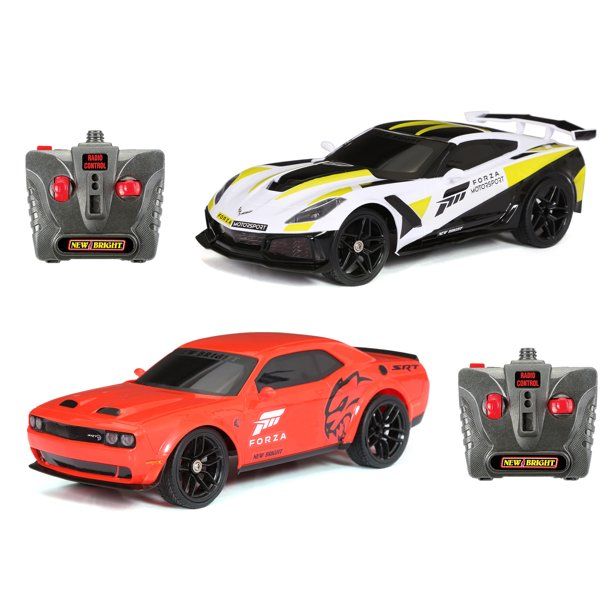New Bright R/C Forza Motorsport Radio Control Pace 'N' Race Set, Corvette ZR1 & Dodge Challenger ... | Walmart (US)