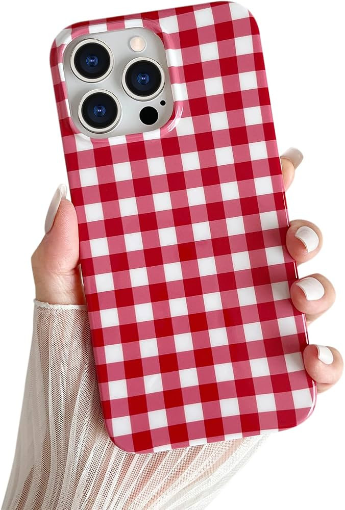 Skyseaco for iPhone 15 Pro Case Cute Aesthetic Gingham Phone Case Soft Slim TPU Shockproof Phone ... | Amazon (US)