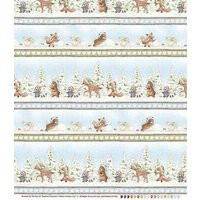 Christmas Fabric - Woodland Animal Forest Stripe Blue Timeless Treasures Yard | Etsy (US)