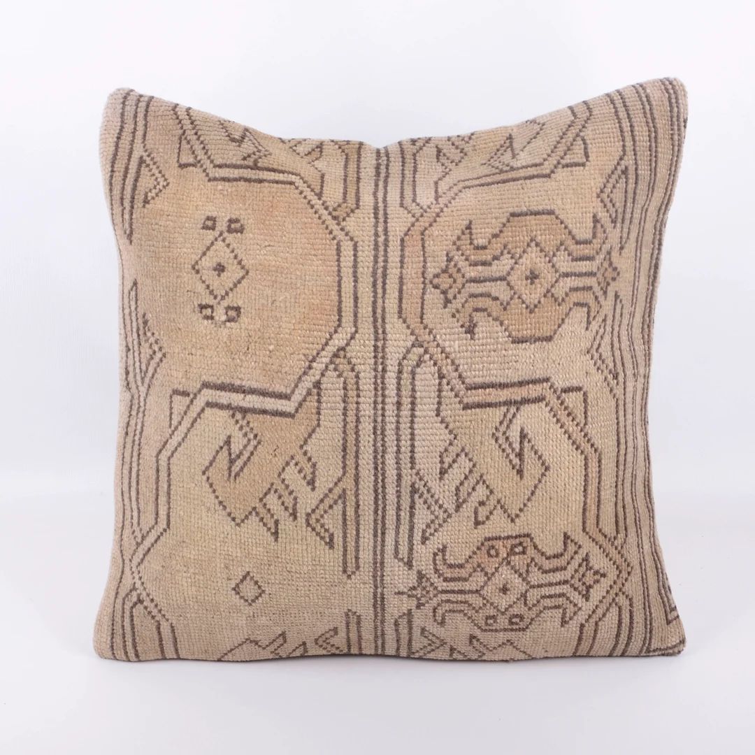 Handwoven Turkish Kilim Pillow, 20x20 Pillow Cover, Carpet Pillow, Home Decor, Bohemian Kilim Pil... | Etsy (US)