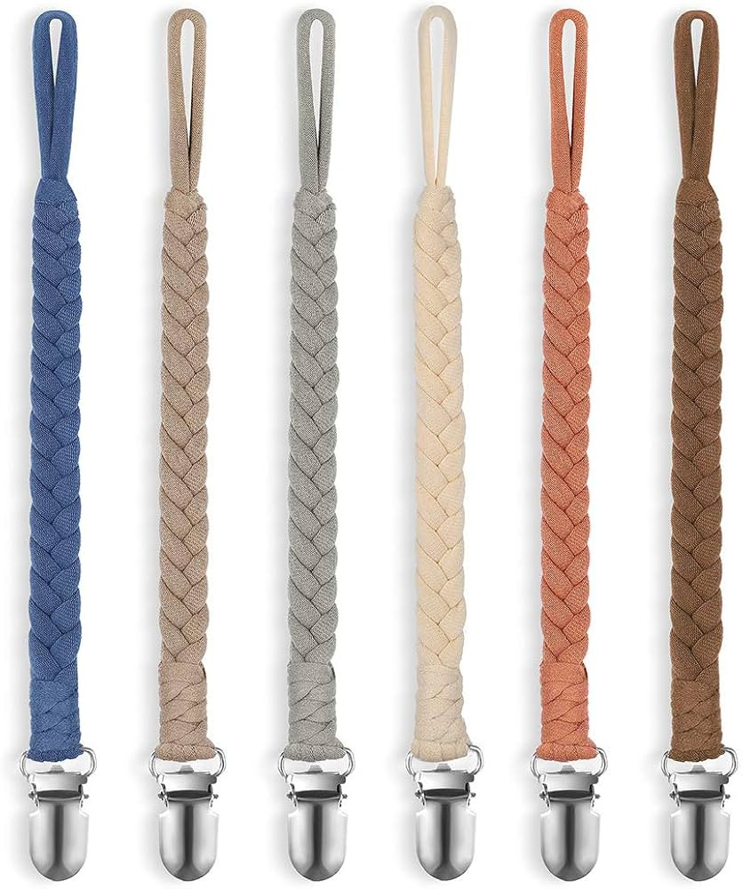Pacifier Clip for Boys and Girls, 6 Pack Baby Pacifier Holder Leash 100% Handmade Braided Fits Al... | Amazon (US)
