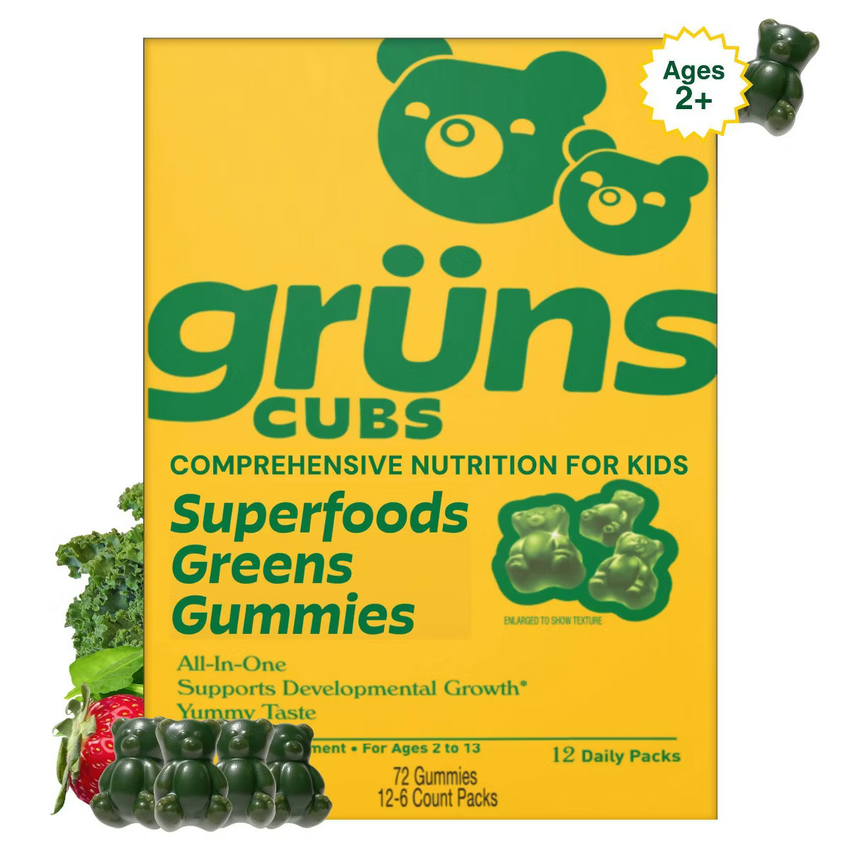 Grüns Kids' Low Sugar Superfoods Greens Gummies - 72ct/12 Servings | Target