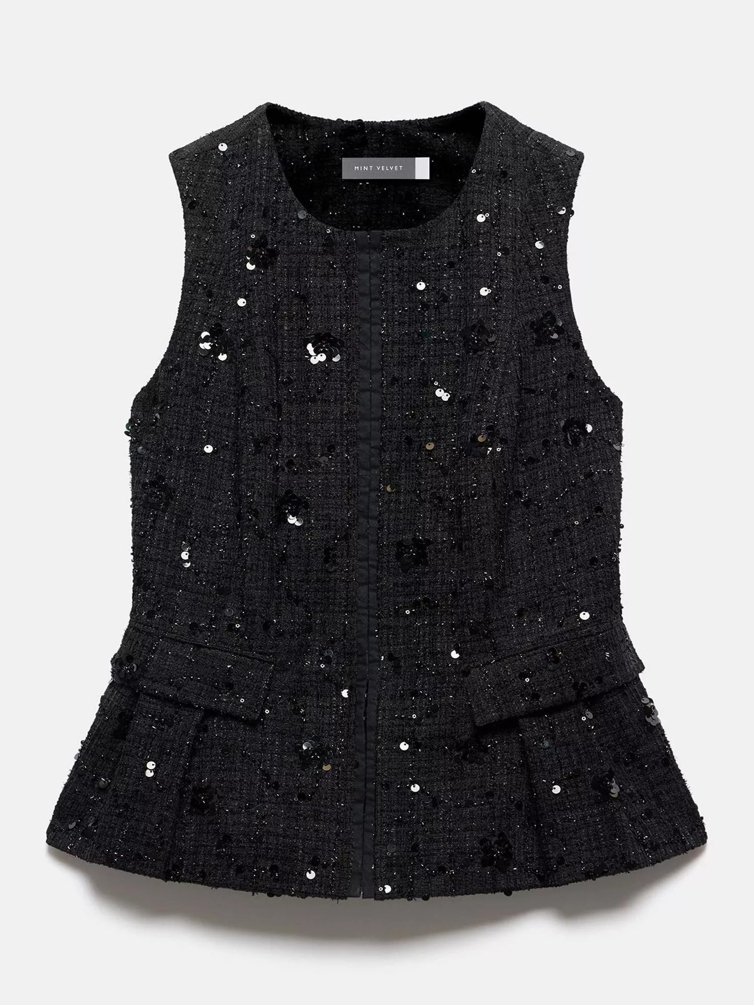 Mint Velvet Embellished Sleeveless Round Neck Waistcoat | John Lewis (UK)