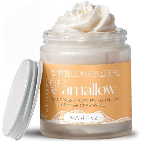 Amallow 100% Grass Fed Beef Tallow for Skin Care - Face + Body - Whipped Moisturizer - Natural Lotion, 4 FL. oz. (Orange Creamsicle) | Amazon (US)
