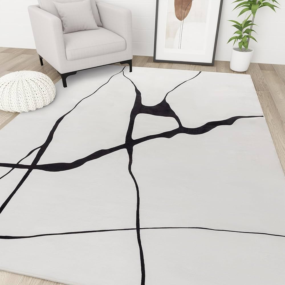 YIHOUSE Modern Area Rugs for Living Room Washable Rug Black and White Rug 6 x 9, Abstract Minimal... | Amazon (US)