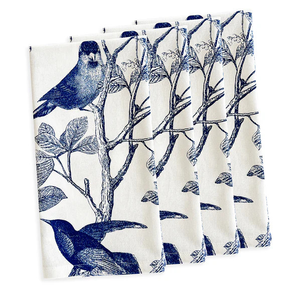 Arbor Birds Dinner Napkins in Blue Set/4 | Caskata