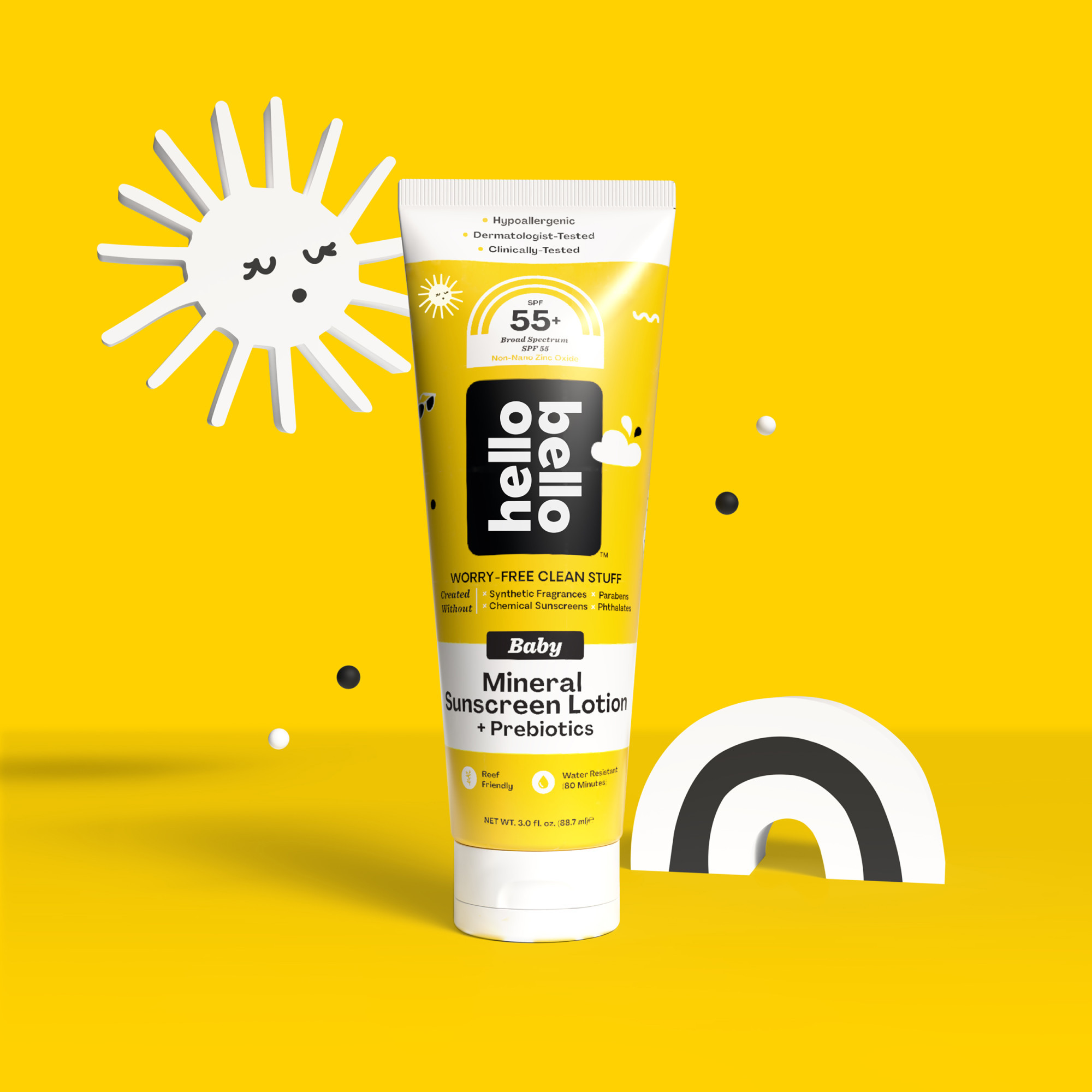 Hello Bello Baby Mineral SPF 55 + Sunscreen Lotion with Prebiotics for Infants, 3.0 fl oz - Walma... | Walmart (US)