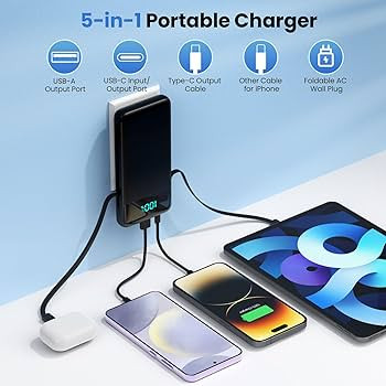 Portable Charger for iPhone with Built-in Cables and Wall Plug,Upgraded 13800mAh Fast Charging US... | Amazon (US)