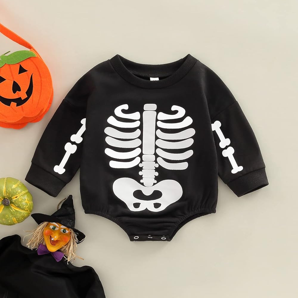 Halloween Infant Outfits Baby Girl Cute Long Sleeve Sweater Romper Bodysuit Top | Amazon (US)
