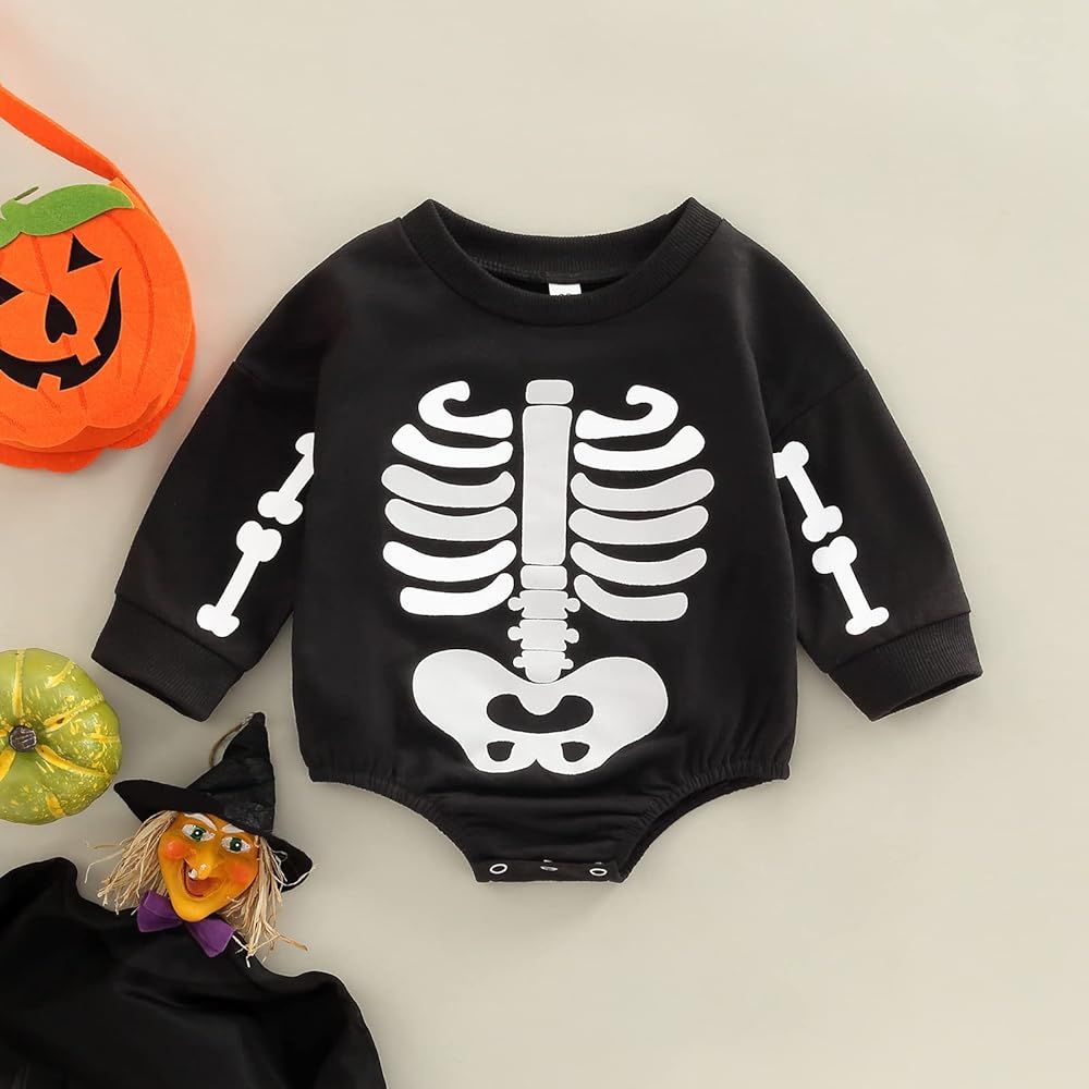 Halloween Infant Outfits Baby Girl Cute Long Sleeve Sweater Romper Bodysuit Top | Amazon (US)