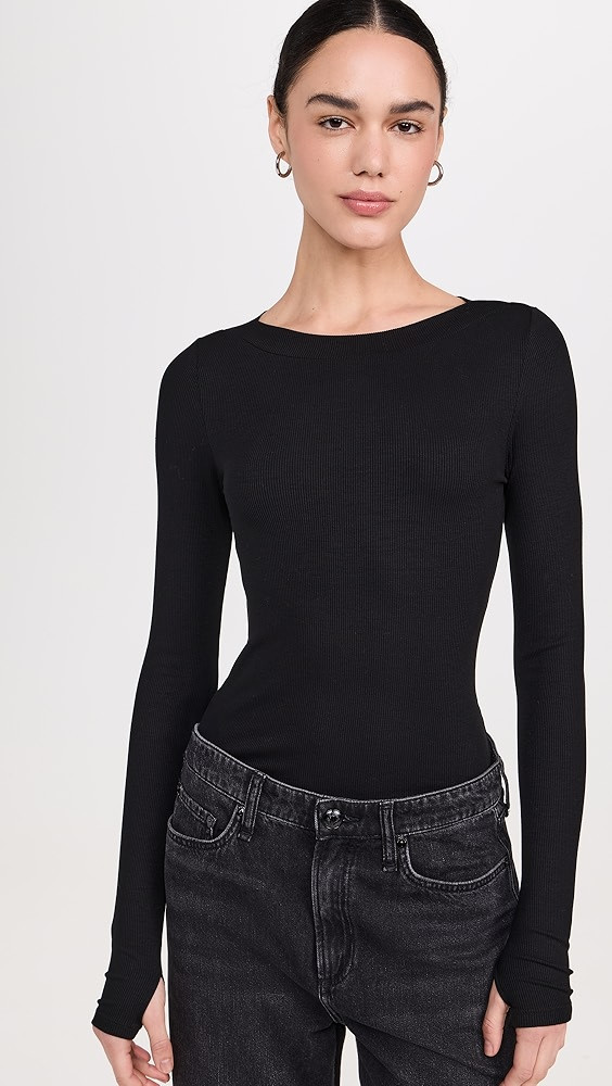 LNA Bellina Ribbed Long Sleeve Top | Shopbop | Shopbop