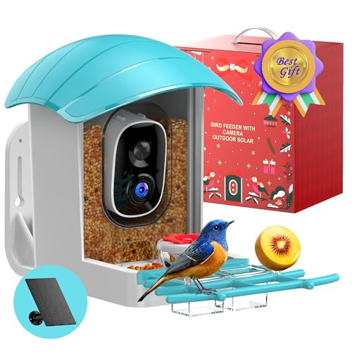 Bird Feeder with Camera Solar Powered: Smart Bird Feeders for Outdoors Garden with AI Identify Auto Capture 2K HD Bird House with Camera Outside WiFi Live View Birdfeeder Cam Gift for Birds Lover | Amazon (US)