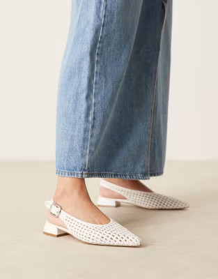 ASOS DESIGN Leonora slingback ballet in white weave | ASOS | ASOS (Global)