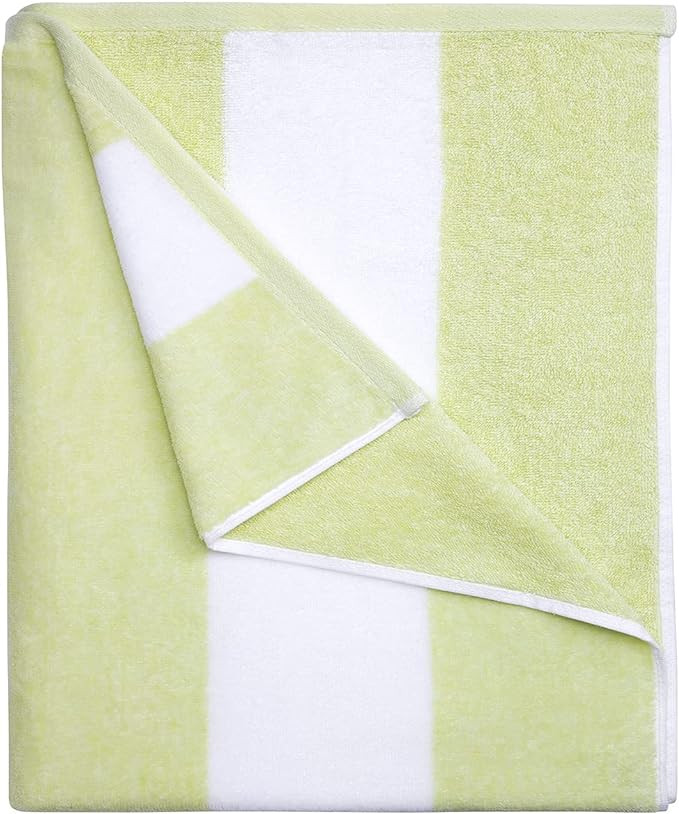 Fluffy Oversized Beach Towel - Plush Thick Large 70 x 35 Inch Cotton Pool Towel, Aqua Striped Qui... | Amazon (US)