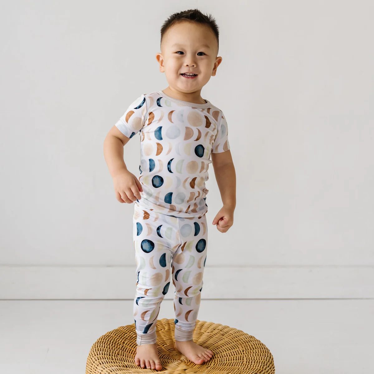 Luna Neutral Two-Piece Short Sleeve Bamboo Viscose Pajama Set | Little Sleepies