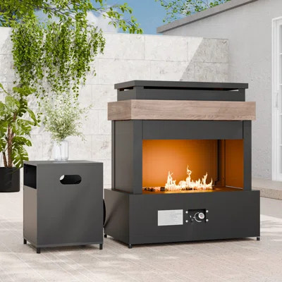 Outdoor Steel Fireplace 50000 BTU Propane Outdoor Fireplace | Wayfair North America
