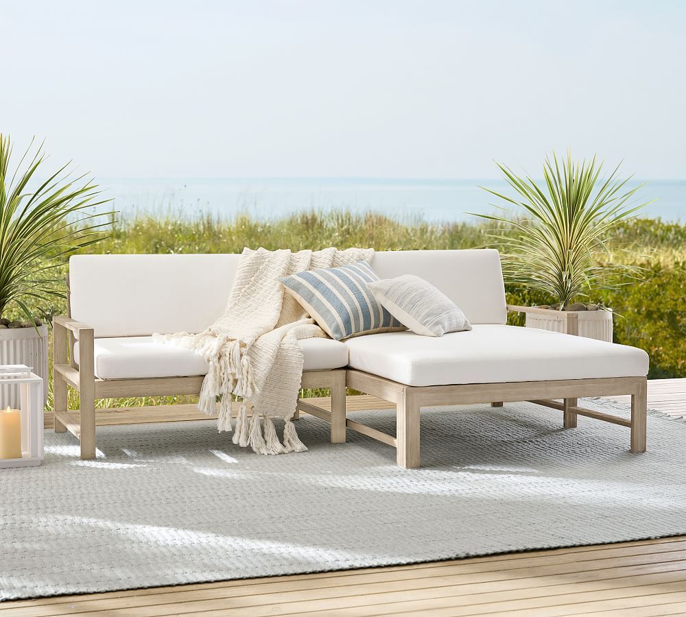 Indio Eucalyptus 2-Piece Loveseat Chaise Outdoor Sectional | Pottery Barn (US)