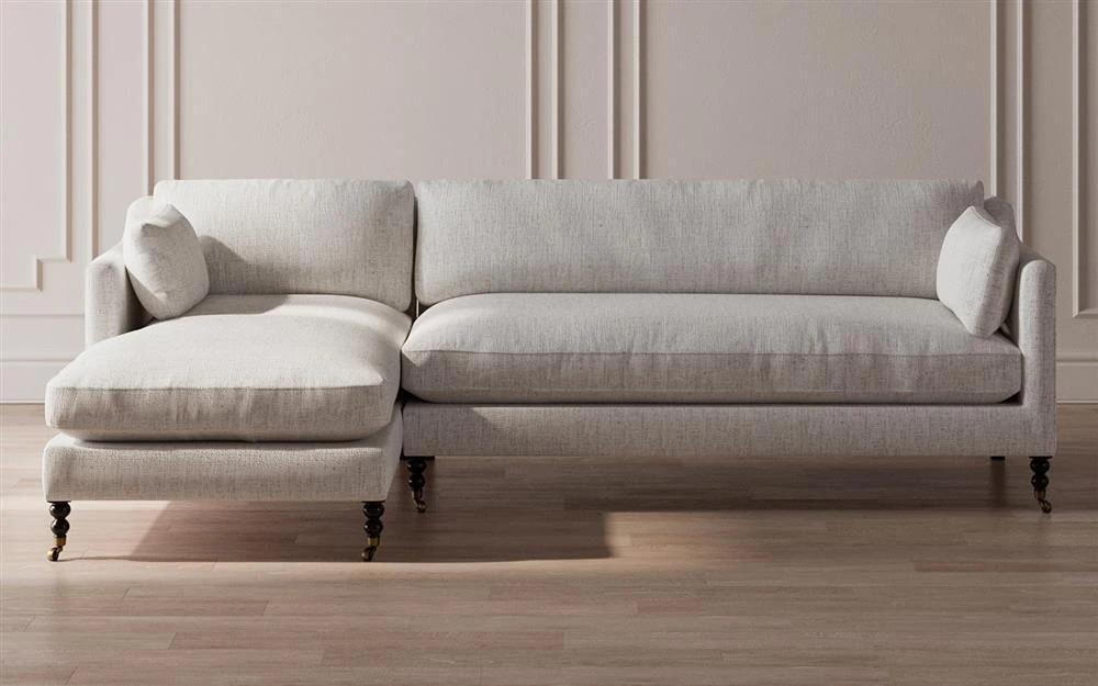 Madeline Sage Green Velvet Chaise Sectional - Left Chaise - 113" | Kathy Kuo Home