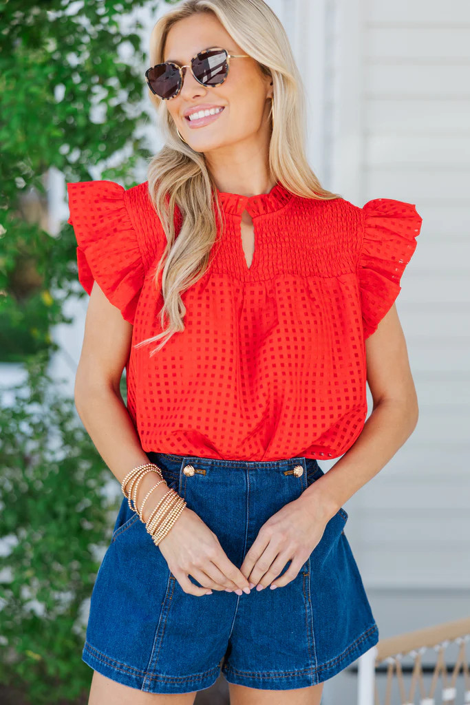 Sunday Dreaming Red Textured Blouse | The Mint Julep Boutique