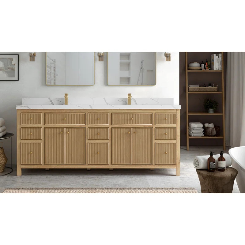 84'' Double Bathroom Vanity with Quartz Top | Wayfair North America