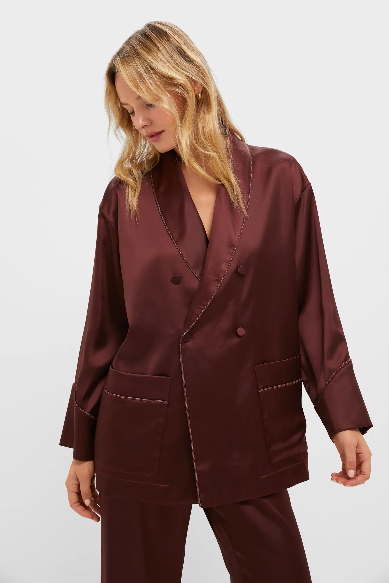 Chocolate Satin Smoking Jacket | Tuckernuck (US)