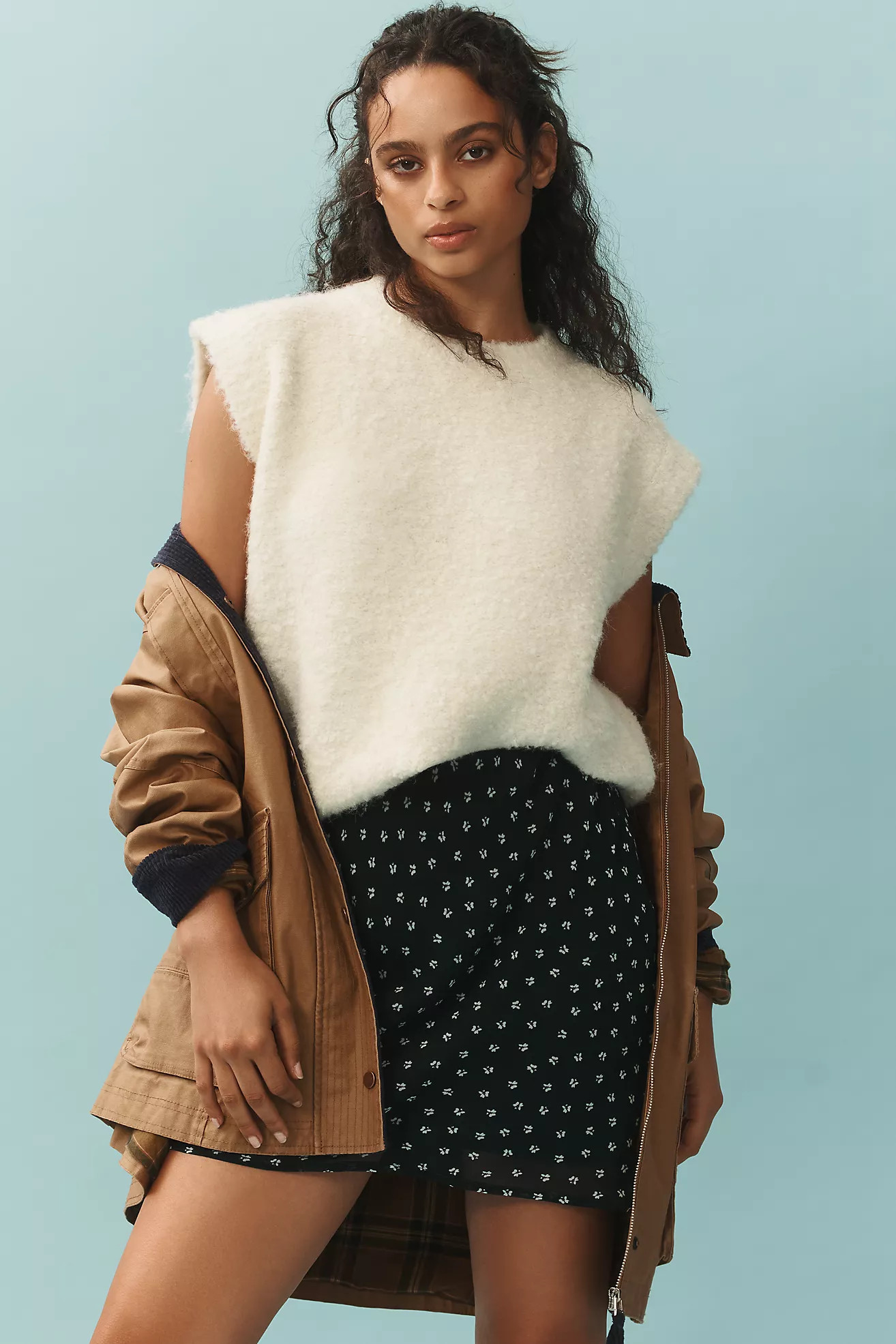 FRNCH Crew-Neck Bouclé Sweater Vest | Anthropologie (US)