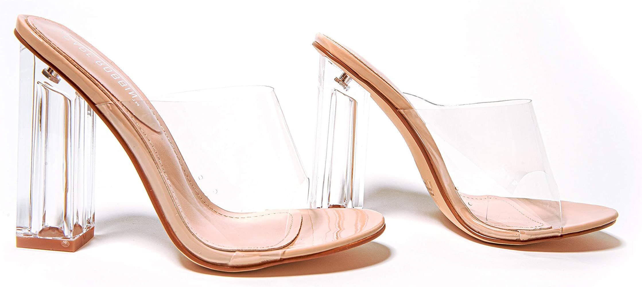 Cape Robbin Fusion Clear Chunky Block High Heels for Women, Transparent Booties for Women - Nude ... | Amazon (US)