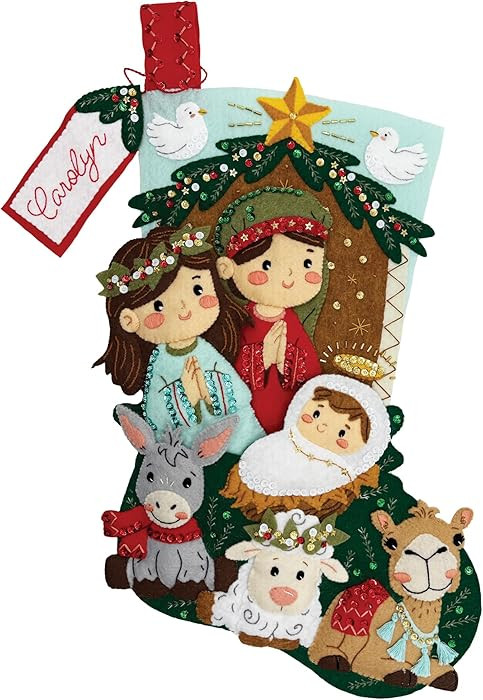 MerryStockings Felt Applique Christmas Stocking Kit, Beautiful Savior. 18" inch Size, DIY, Sequin... | Amazon (US)