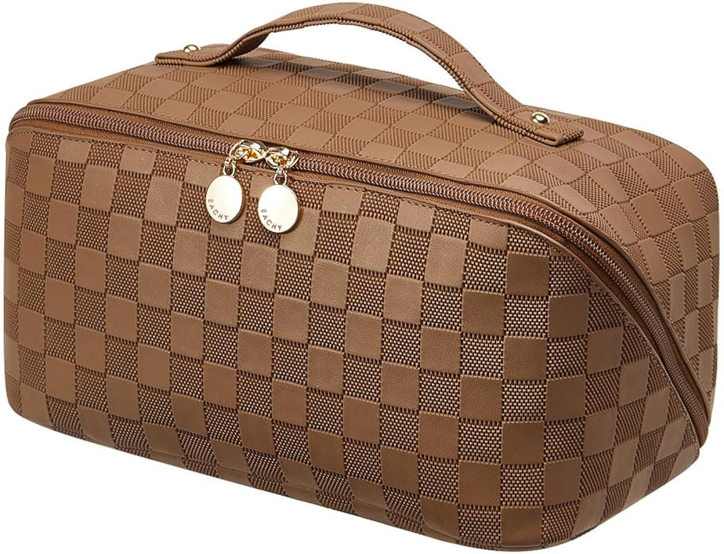 EACHY Travel Makeup Bag,Large Capacity Cosmetic Bags for Women,Waterproof Portable Pouch Open Fla... | Amazon (US)