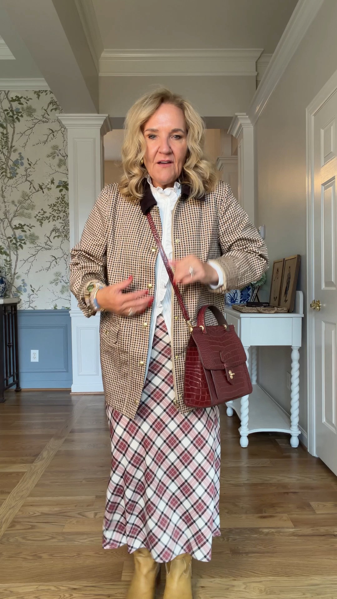 Jacket size medium
Blouse size small
Plaid skirt size medium
Frye boots true to size I did not size up
20% off bracelets code NANETTE20
Preppy British classic fall outfit, iconic fall outfit

#LTKSaleAlert #LTKOver40 #LTKMidsize