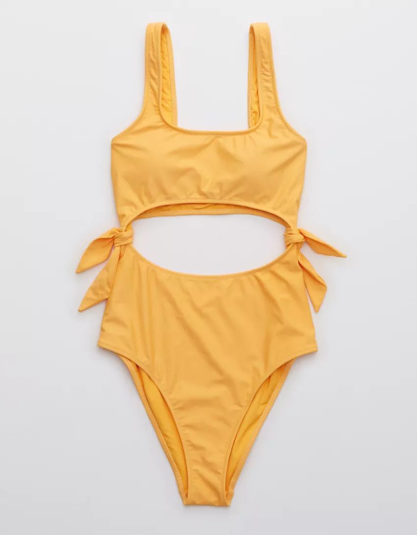 Aerie Tie Cut Out One Piece Swimsuit | American Eagle Outfitters (US & CA)