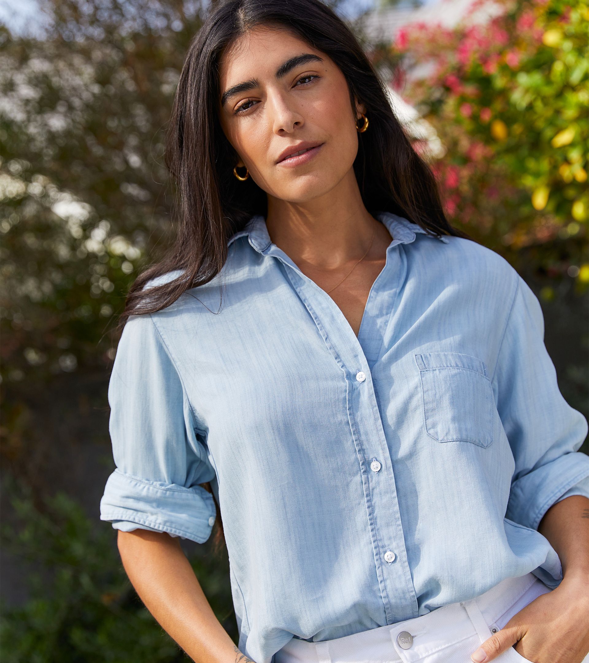 The Hero Button-Up Shirt Classic Light Wash, Liquid Denim | Grayson