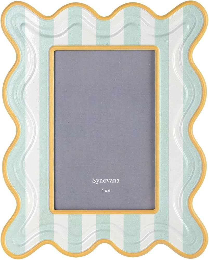 Wavy Striped 4x6 Picture Frame \u2013 Green and Cream with Frosted Finish, Tabletop Photo Display... | Amazon (US)
