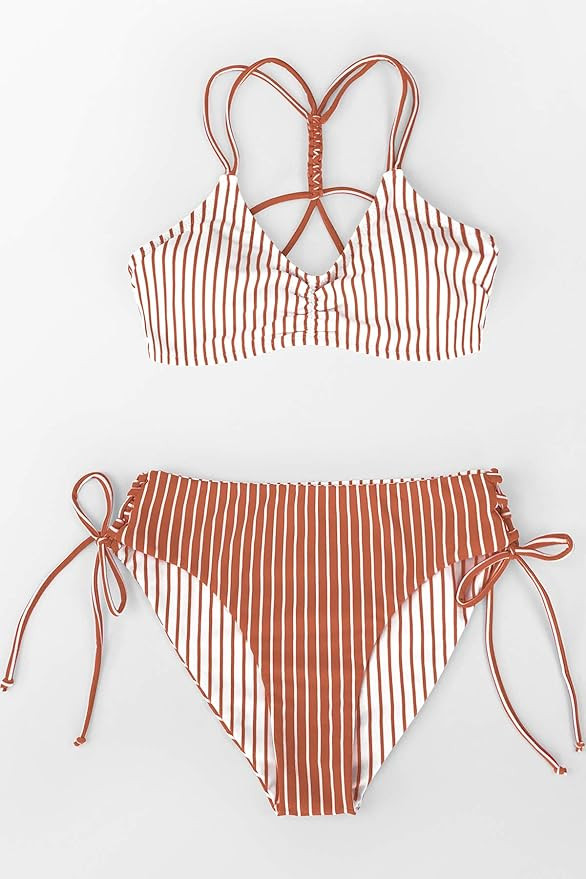 CUPSHE Women's 2 Piece Bikini Set Back Braided Straps with Reversible Bottom | Amazon (US)