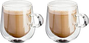 Judge JDG35 Double Walled Glass Coffee Cups with Handle, Set of 2 Hollow Vacuum Sealed, Hand Made... | Amazon (UK)