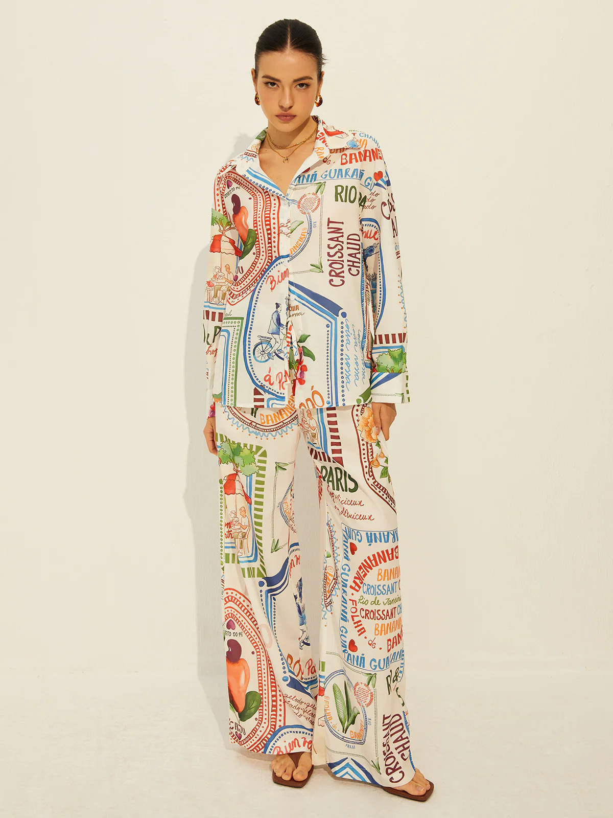 Printed Long Sleeve Pants Set | Commense