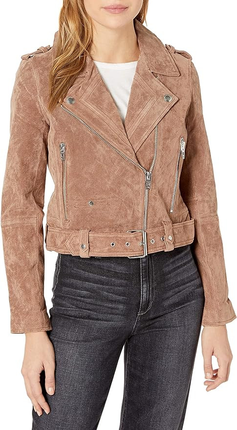 [BLANKNYC] womens Luxury Clothing Cropped Suede Leather Motorcycle Jacket | Amazon (US)