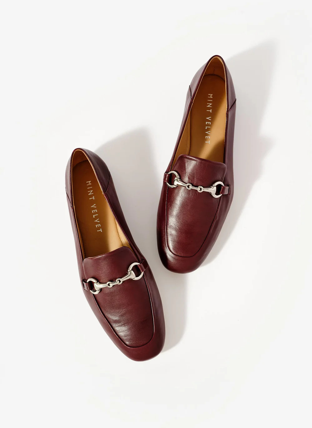 Camille Burgundy Leather Loafers | Mint Velvet