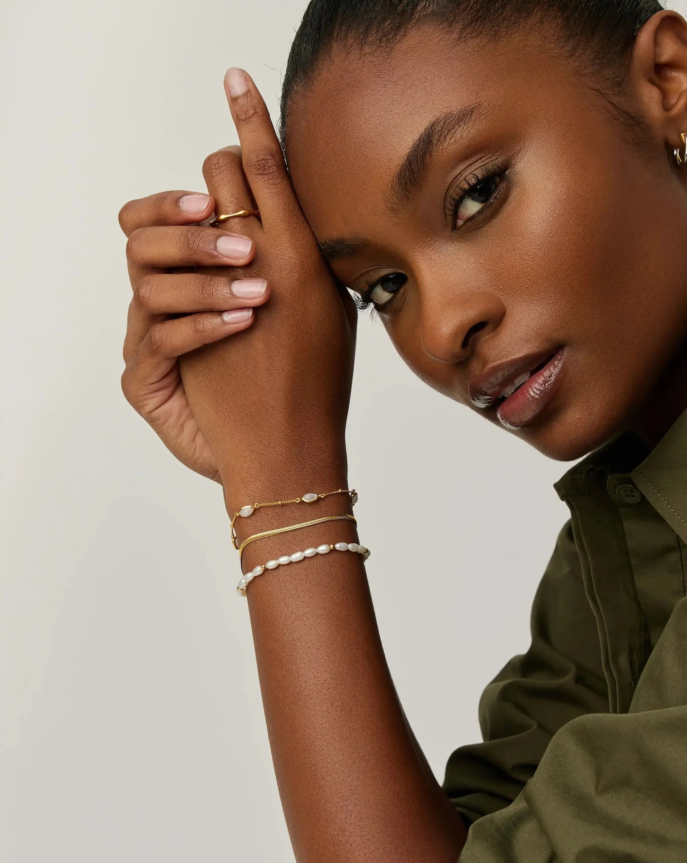Pearl & Snake Chain Triple Bracelet Set | Missoma UK | Missoma UK