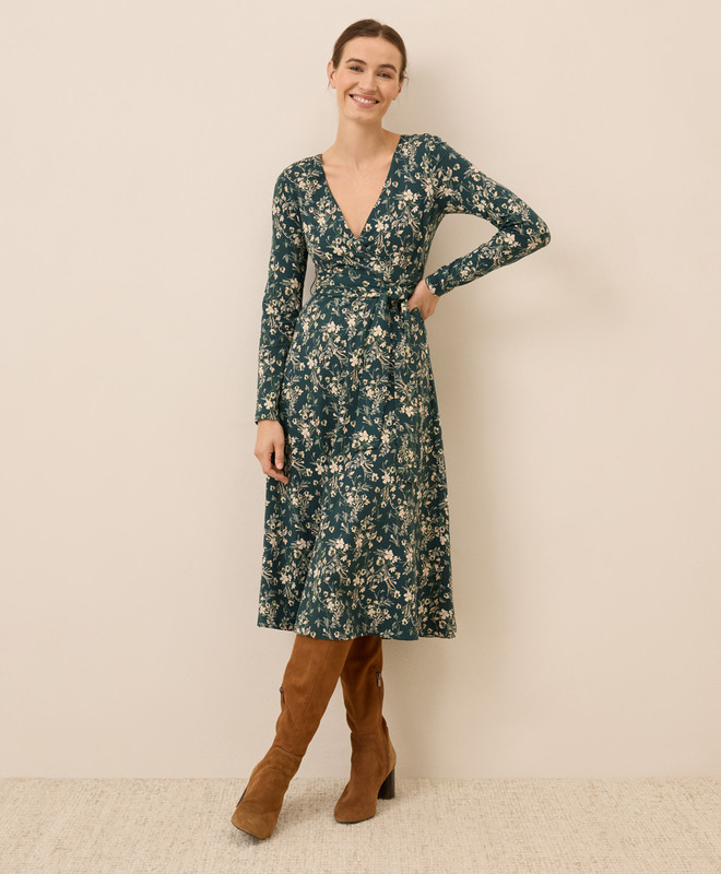 Women’s Fit & Flare Wrap Dress made with Organic Cotton | Pact | Pact Apparel