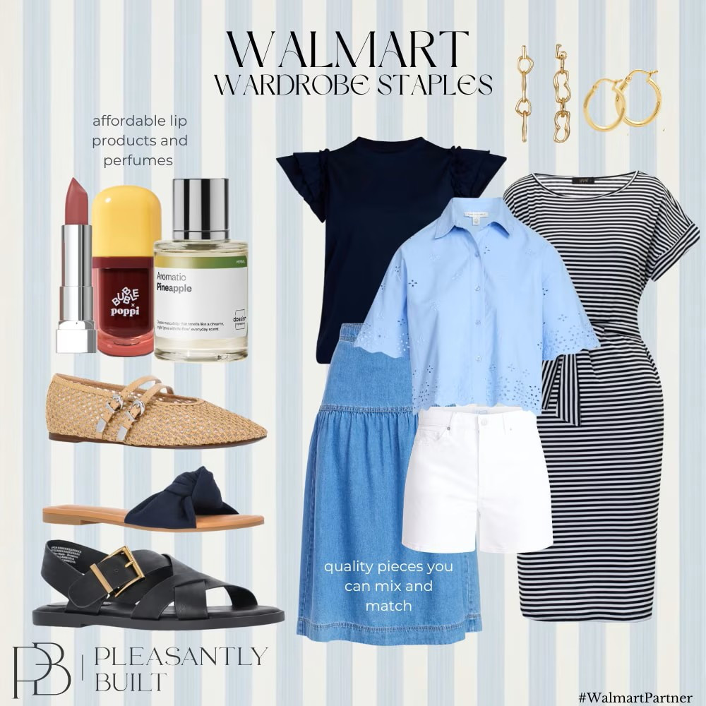 Effortless style starts with the staples ✨ From breezy striped dresses to easy shorts, chic skirts, and everyday tops—these Walmart finds make getting dressed simple and stylish. Paired with comfy sandals, classic ballet flats, and the perfect finishing touches like jewelry, lipstick, and your go-to fragrance… you’re set for anything 💕
#LTKStyle #LTKFinds #WalmartFashion #EverydayStyle #WardrobeStaples #EffortlessStyle #AffordableFashion #SpringStyle #SummerStyle #OOTDInspo #CasualChic #StyleOnABudget #FashionFinds #ClosetEssentials #ChicAndSimple #BudgetFriendlyFashion #StyleInspo #DailyOutfits #pleasantlybuilt  

 #LTKBeauty #LTKWorkwear #LTKTravel