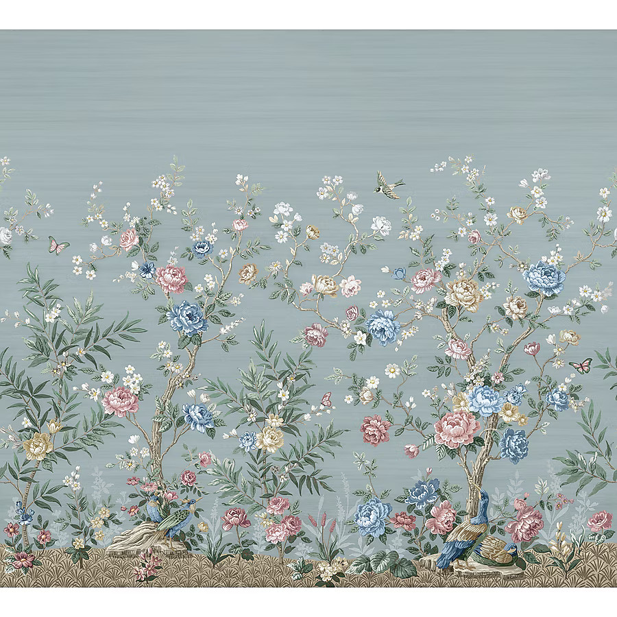 REMIX WALLS by Katie Hunt Winter Chinoiserie Robin's Egg Blue Wall Mural | Lowe's