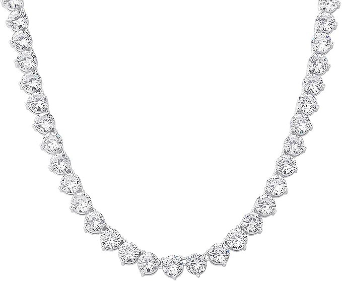 TKJ 14K Gold Plated Diamond Tennis Chain Round Cubic Zirconia Classic Tennis Necklace for Women G... | Amazon (US)