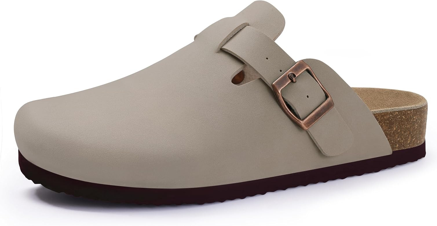 KIDMI Women's Cork Footbed Clogs Leather Mules Comfort Potato Shoes with Arch Support | Amazon (US)