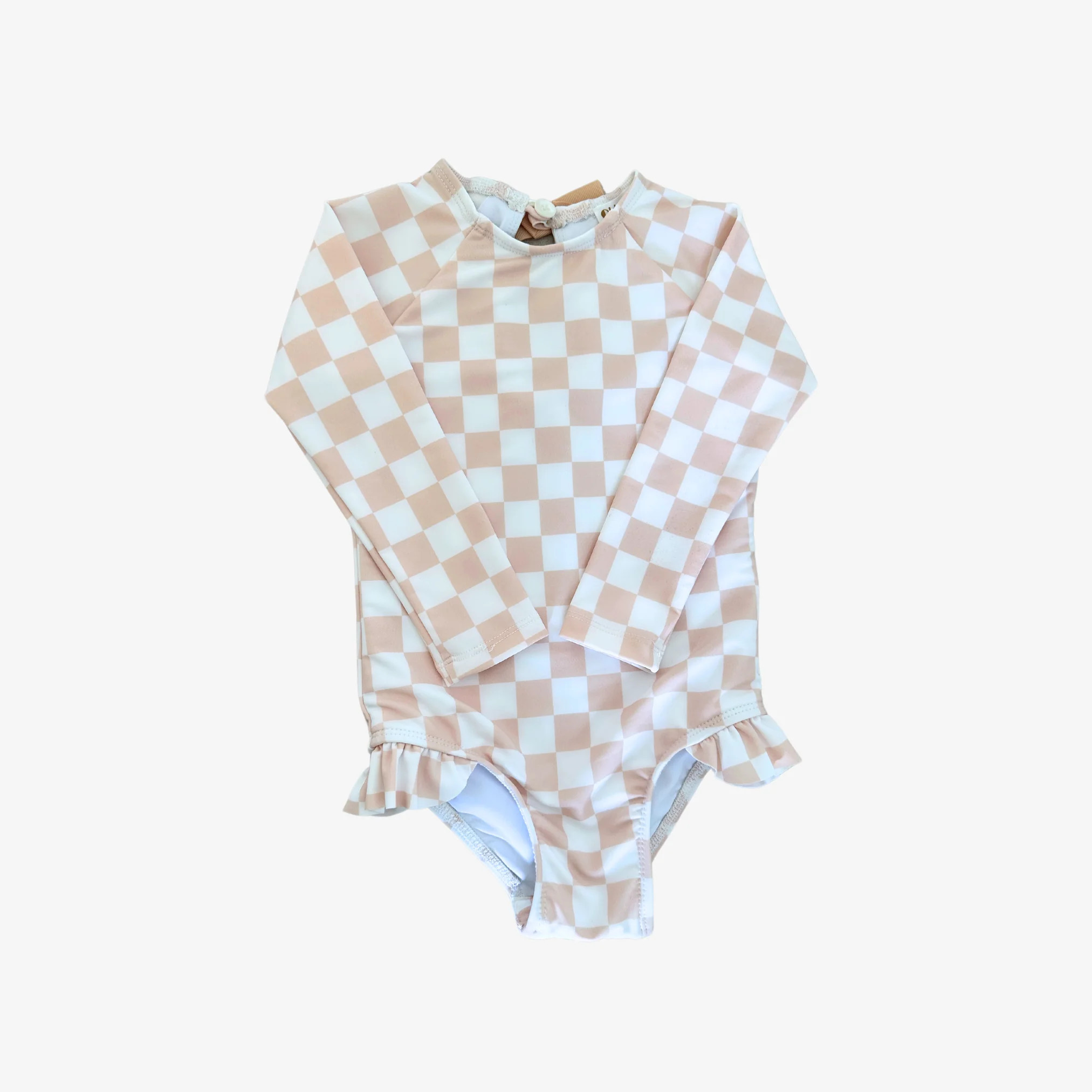 Laguna Rashguard - Tan Check | Kid's Swimwear | Ollie's Day