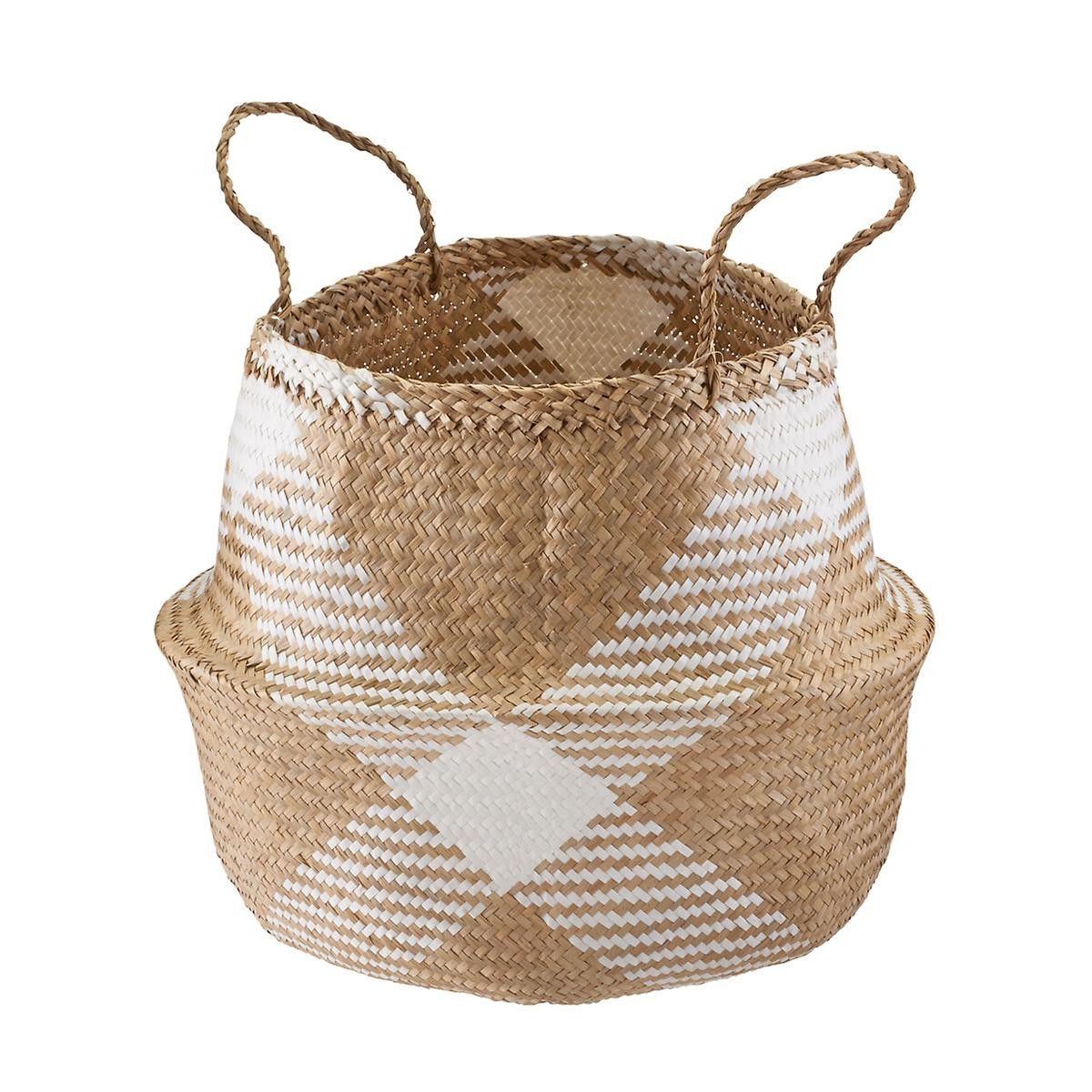 X-Large Diamonds Seagrass Belly Basket | The Container Store