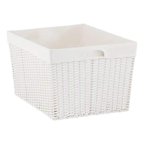 Montauk Rectangular Tapered Laundry Basket White | The Container Store