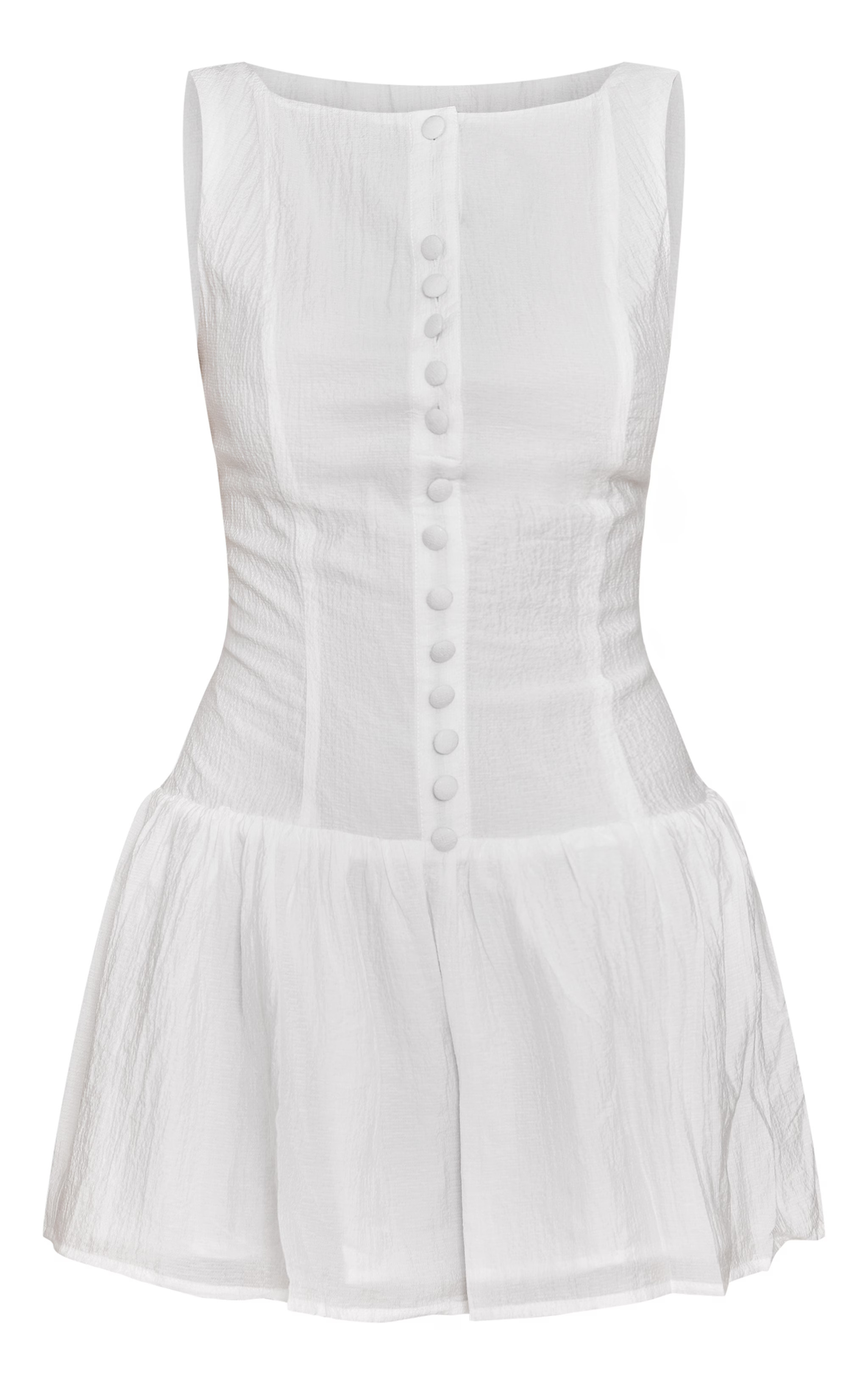 White Scoop Back Button Down Shift Dress | PrettyLittleThing US