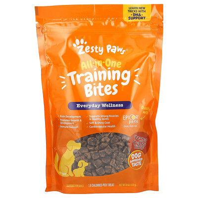Zesty Paws, All-In-One Training Bites, For Dogs, All Ages, Peanut Butter, 8 oz (226 g) | iHerb